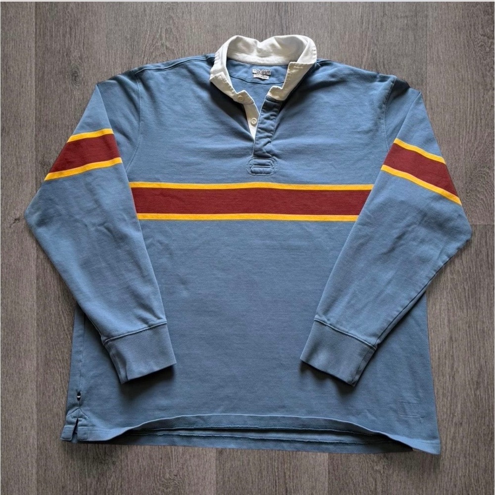 Oobe Brand Dunbar Rugby Shirt‎ Mens XXL Blue Striped Long Sleeve Cotton Jersey